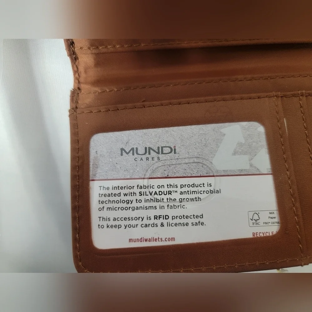 Mundi Womens Brown Mini Safe Keeper Bifold Wallet With RFID Blocking Technology